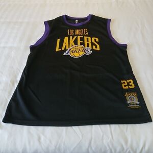 Los Angeles Lakers Lebron James #23 NBA Black and Purple Jersey Men's XL